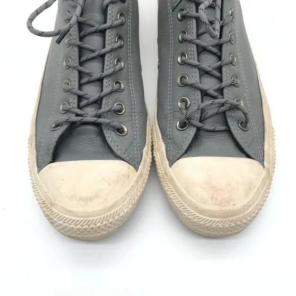 Converse All Star Mens Low Top Sneakers Leather Lace Up Gray White 12